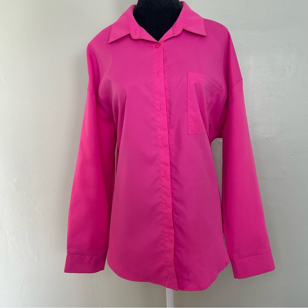 SHEIN Women's Pink Button-Up Shirt - Picture 2 of 6
